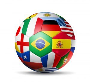 Soccer ball with flags on it
